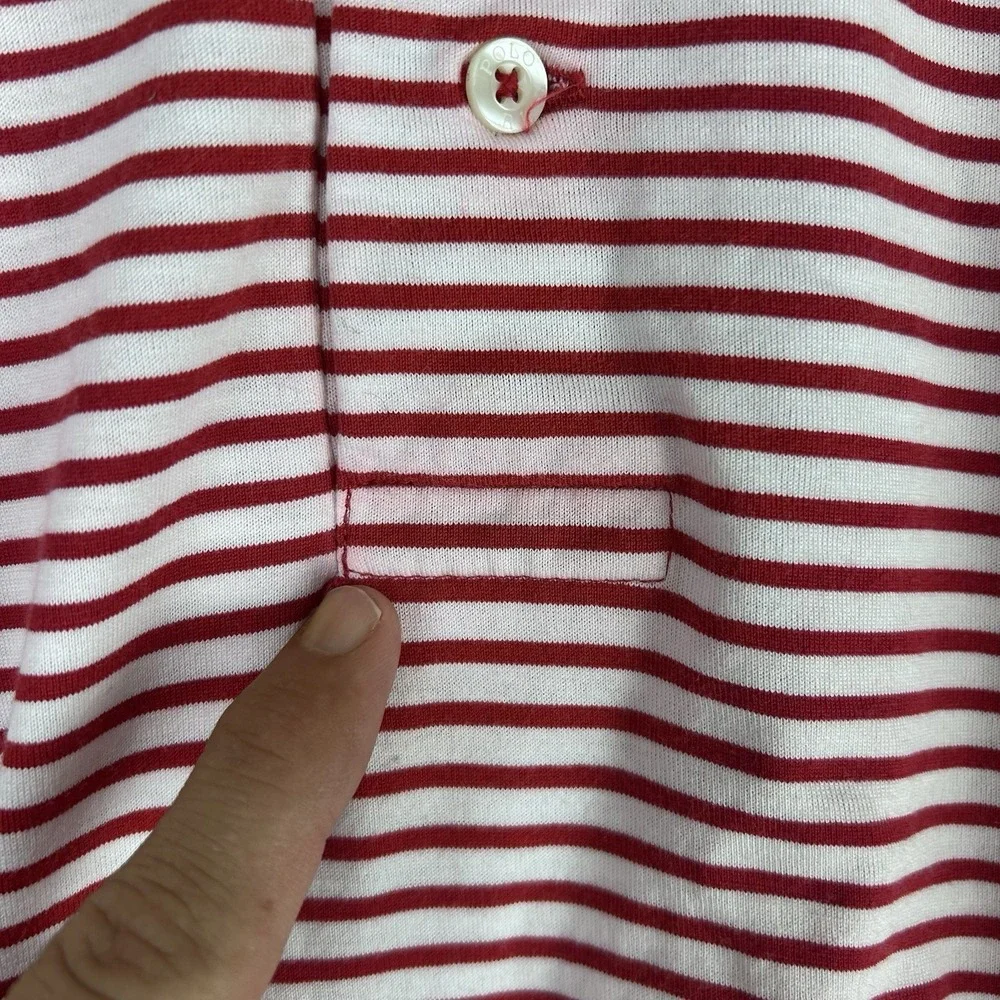 Polo‎ Ralph Lauren Mens XL Striped Polo Red White Southern Hills Golf Club Crest